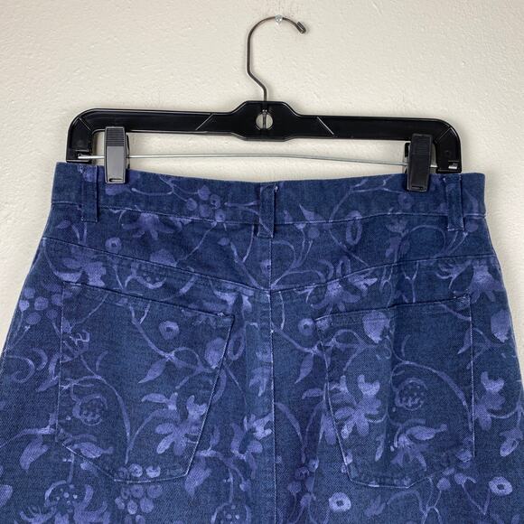Vintage Jones Wear Sport Floral Denim Midi Skirt with Floral Painted Pattern 10 - Picture 8 of 8